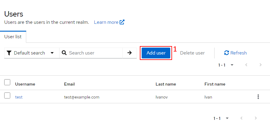 User account management page