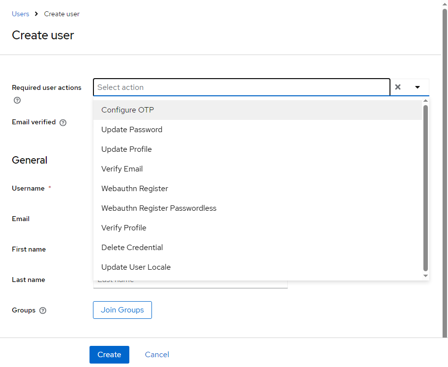 Adding required user actions