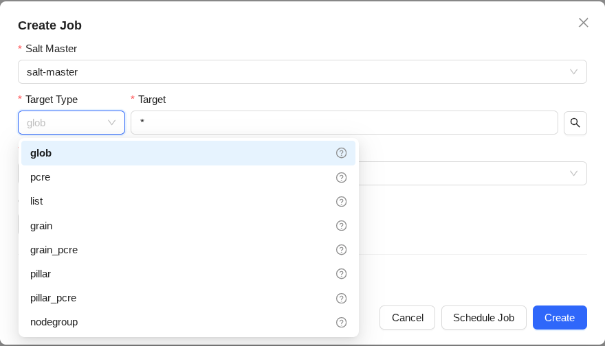 Selecting a targeting type for a new job