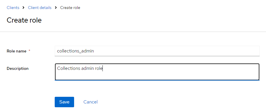 Create role dialog box