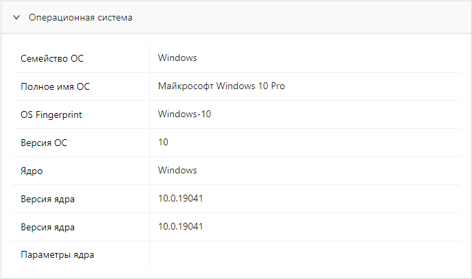 Группа элементов grains “Операционная система” Группа элементов grains "Операционная система"